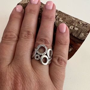 Sterling Silver CZ Crystal Circle Ring